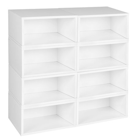 REGENCY Niche Cubo Storage Organizer Open Bookshelf Set- 8 Half Size Cubes- White Wood Grain PC068PKWH